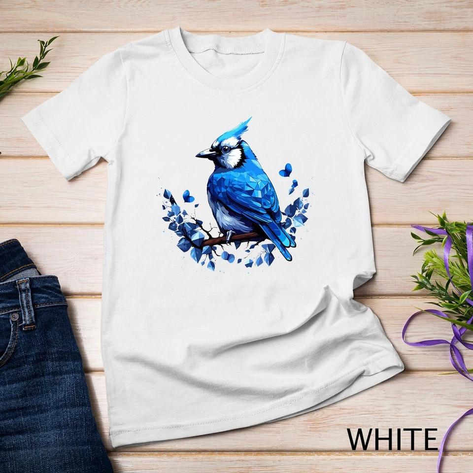 Blue Jay Geometric Patten Art,Cute Blue Jay Bird Lover Tee Unisex T-shirt 13 S