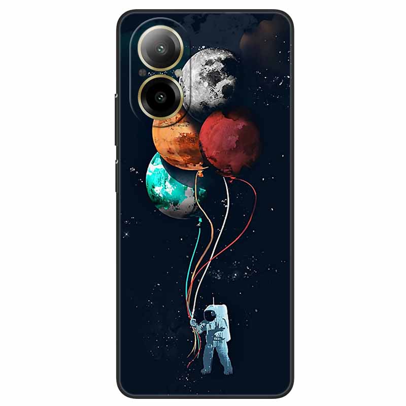 

For Realme C67 4G Case Animals Painted Black TPU Silicone Soft Bumpers for RealmeC67 4G C 67 RMX3890 Phone Covers Wolf Cool Bags Realme C67 4G