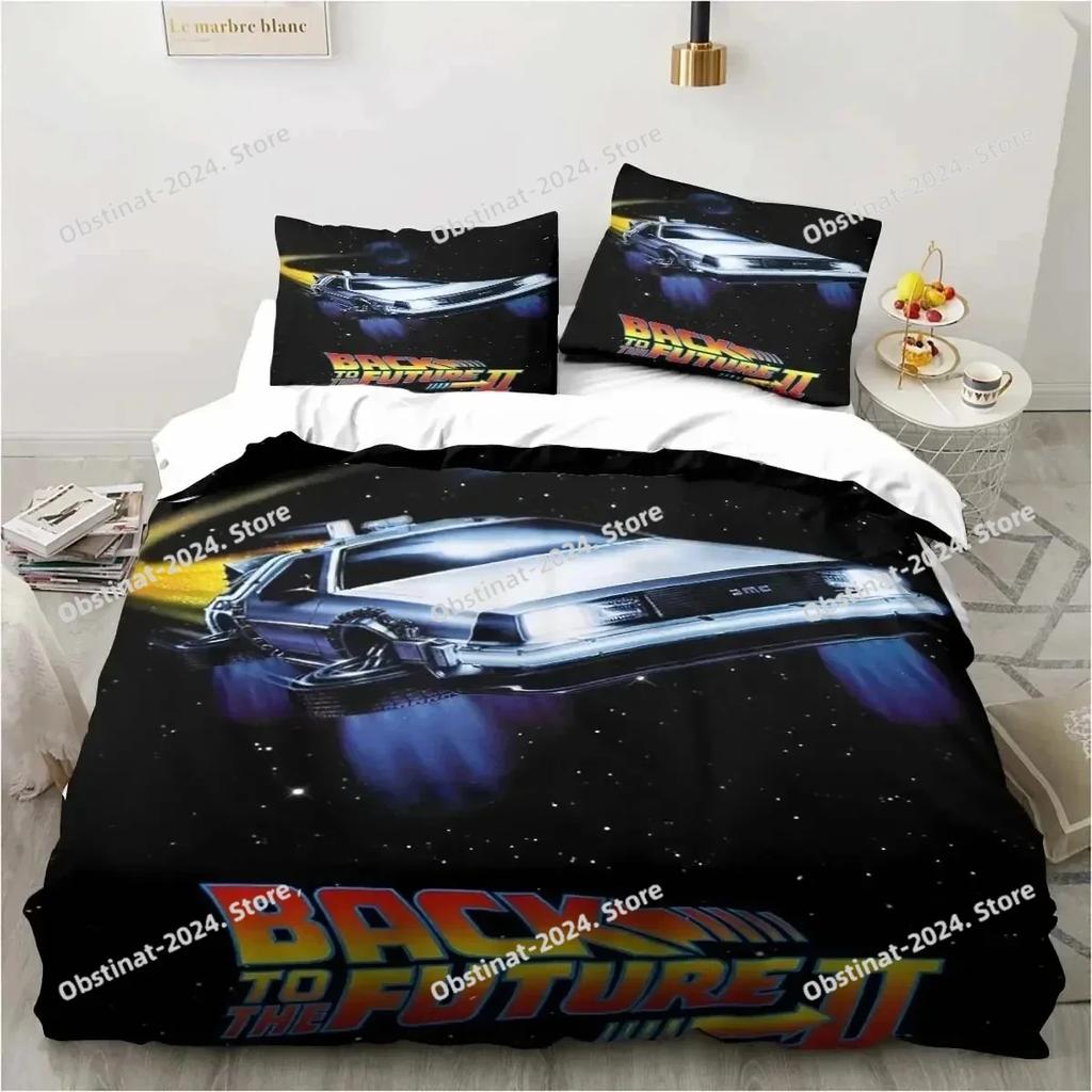 Back To The Future Clasic Movie Retro Beding Set Printed With Pilowcase Soft Duvet Cover Soft Single Double Quen Super King-Sized Dimensionsd