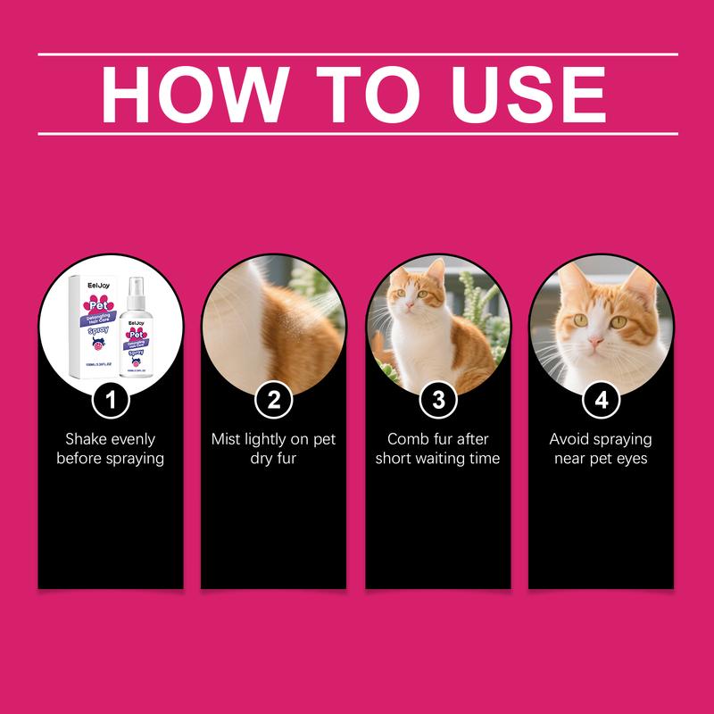 Pet Detangling Spray Hair Conditioner Leave-In Anti Static Dematting Soften Coat for All Hair Types Dog Cat Care Grooming Spray