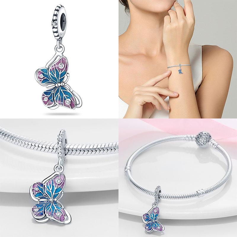 Fit Charms Fororiginal Bracelets 100%Copper Luminous Butterfly Series Beads Diy Jewelry Making For Women Gift