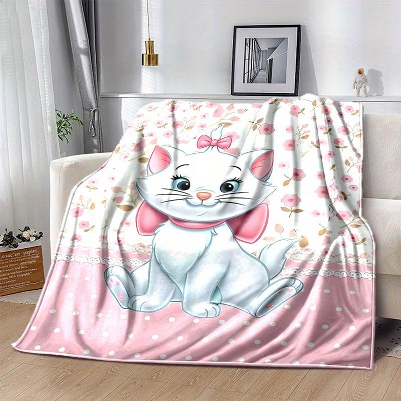 1PC Cute Cartoon Marie Cat Blanket, Seasonal Universal, Home Decoration, Throw, Plush Blankets, Soft Flannel Throw Blanket, Versatile & Cozy