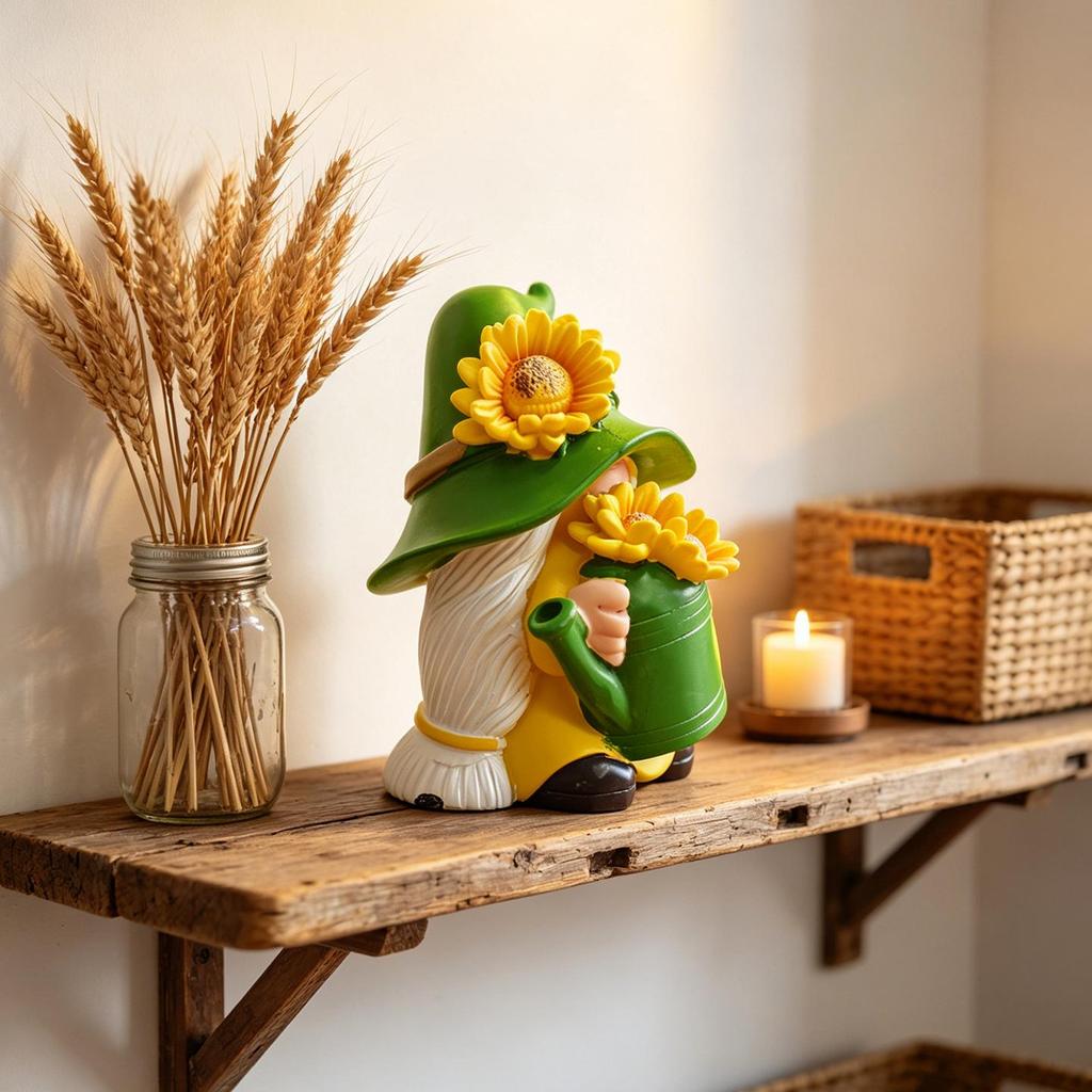 Resin Sunflower Dwarf Ornaments for Garden and Windowsill Decor