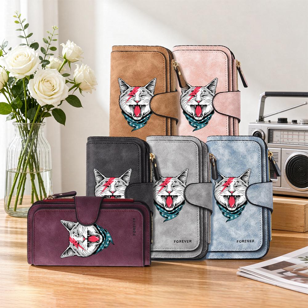 Cute Cat Pattern Long Wallet Fashion Casual Large Capacity Portable Card Holder Purse