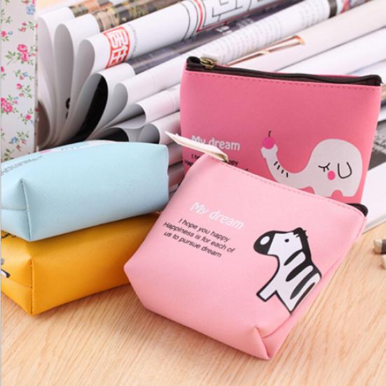 Women's Cute Animal Canvas Zipper Wallet Coin Pocket Key Holder Case Bag Purse