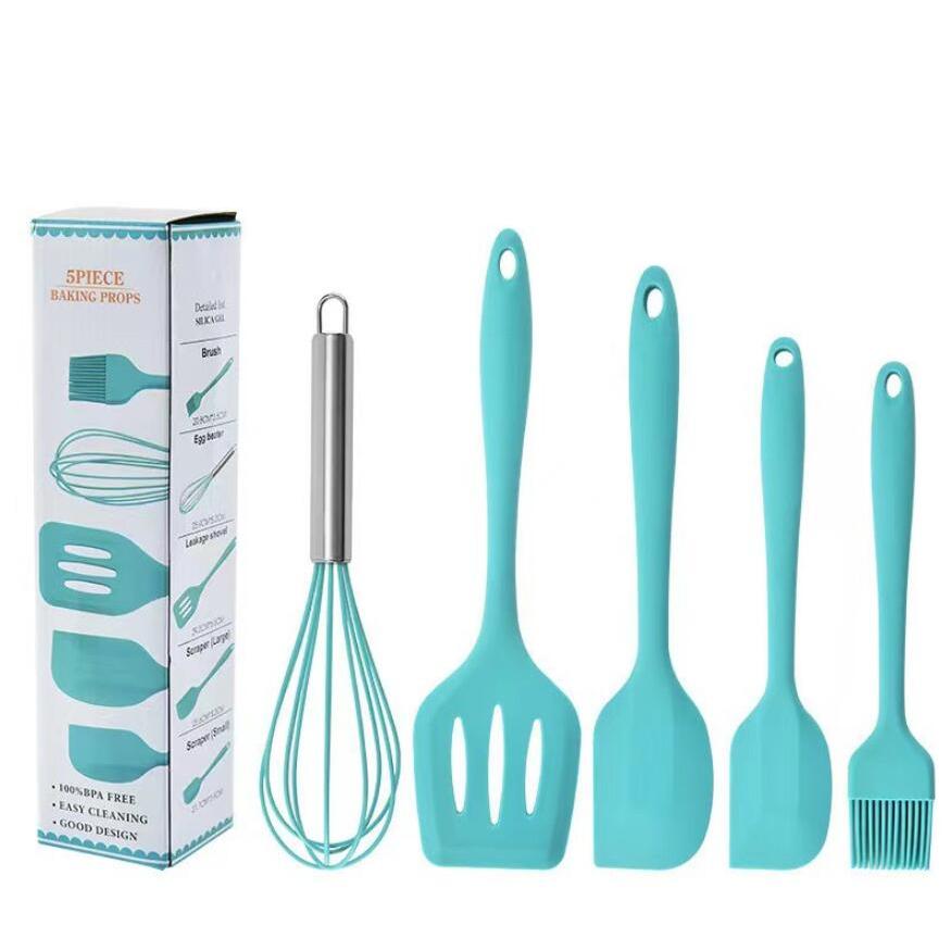 Silicone Kitchenware Cooking Utensils Set Non-stick Cookware Spatula Shovel Egg Beaters Wooden Handle Kitchen Cooking Tool Set