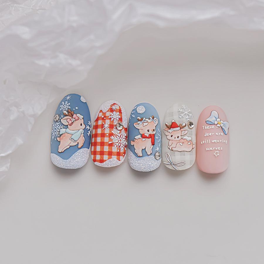 Tomoni Crystal Snow Deer Nail Art Stickers - Hot-Selling Stationery and Mobile Phone Accessories
