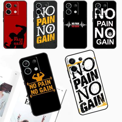 No Pain No Gain Gym Fitness Quote Phone Case For Redmi Note 12 11 9 10 13 Pro Plus 9S 10S 11S 12S Redmi 13C 9C 10C 12C Cover