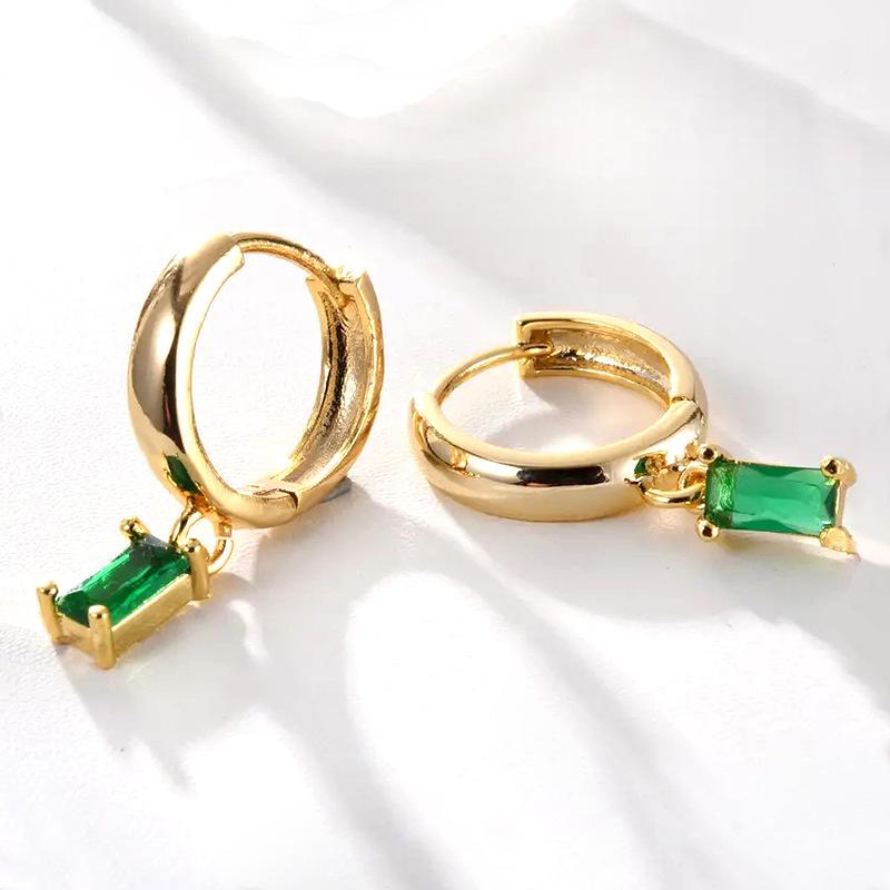 Korean Internet Celebrity Exquisite Earrings Alex Same Rectangular Earrings, Simple Super Flash Exquisite Women'S Ear Buckle