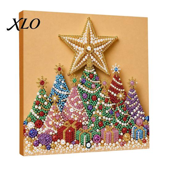 Creative Hobby Kits for Adults Christmas Faux Pearl Art Kit, DIY Santa Tree Painting Handmade Craft 3D Holiday Wall Decor Kit Adults, Gift Festive