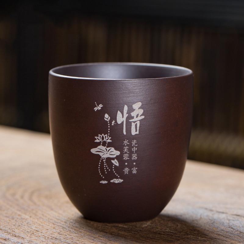 2 Pcs/set Yixing Purple Clay Teacup Coffee Cup Oolong Tea Handmade Boutique Tea Bowl Master Teacup Portable Personal Single Cup