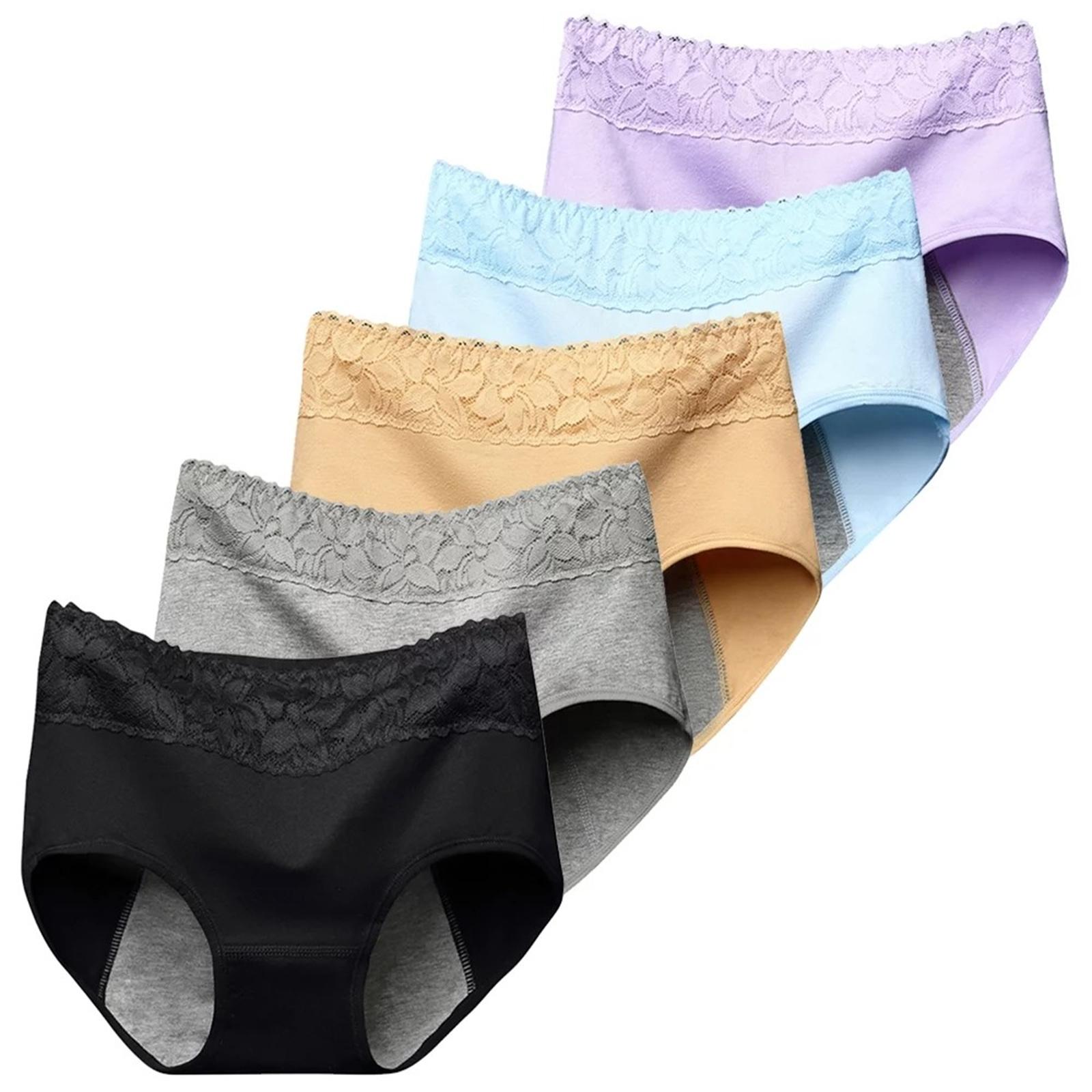 5-Pack Women Lace Cotton Panties Soft Breathable Comfortable Underwear Daily Briefs S разноцветный