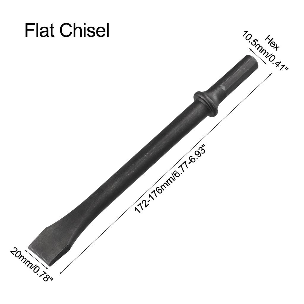5 Stück 175mm Stahl Sechskant Schaft Heavy Duty Lufthammer Meißel Zum Entfernen von Schrauben Schneiden/Rostentfernung Pneumatisches Werkzeugset