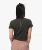 MOZMOZ Pintuck Print Crop Short Sleeve T-Shirt Charcoal