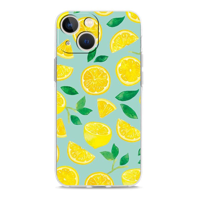 Mediterranean Lemon Luxury Transparent Soft Phone Case For iPhone 14 13 12 11 Pro Max XS X XR SE 7 8 Plus Shockproof Clear Cover