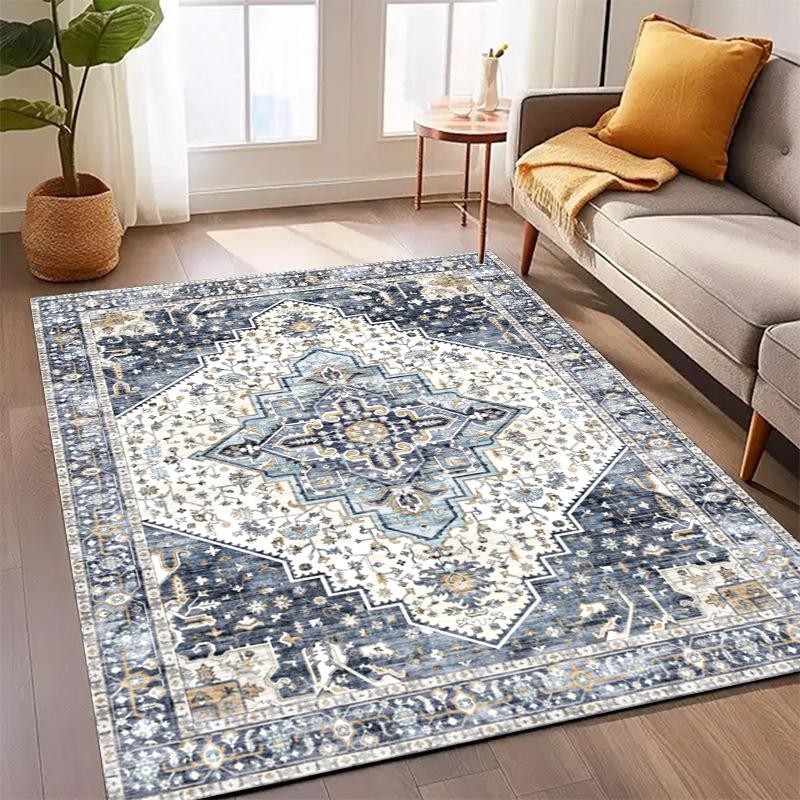 Klassisk Europeisk Tryckt Matta för Vardagsrum Heminredning Sovrum Kök Halkfria Mattor Områdesgolvmatta Tvättbara Mattor