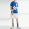 Fila Fusion Color Block Large Logo Print Fashion Sports Loose Short Sleeve T-Shirt Men Tops Dark-Blue T11M022118ABU