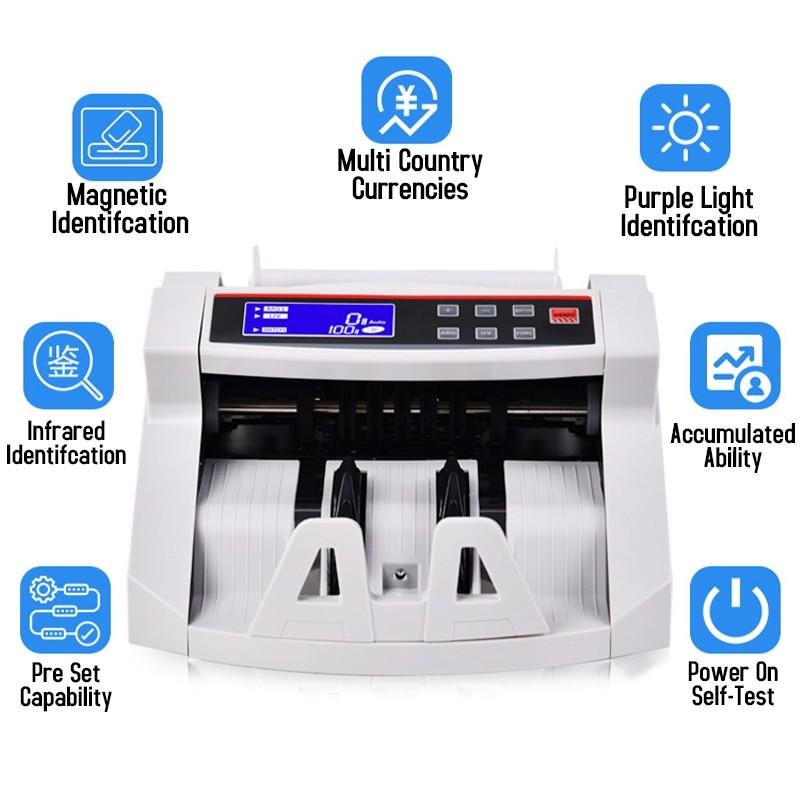 Sedelräknare LCD UV Falskmyntsavläsare Multivaluta Kassaregister Sedelräknare Maskin
