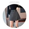Womens Gray A-Line High-Waist Wide-Leg Skort With Zipper Detail Lightweight Stretchy Midi Skirt Fall Winter