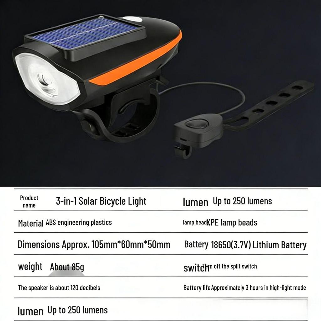 "USB Chargeable Bicycle Horn & Headlight for Night Riding - High-Brightness Warning Light for Mountain Bikes"