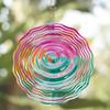 10-Inch Rotating Wind Spinner – Elegant Concentric Circles & Neon Spiral Design, 360° Swivel Hook for Balcony