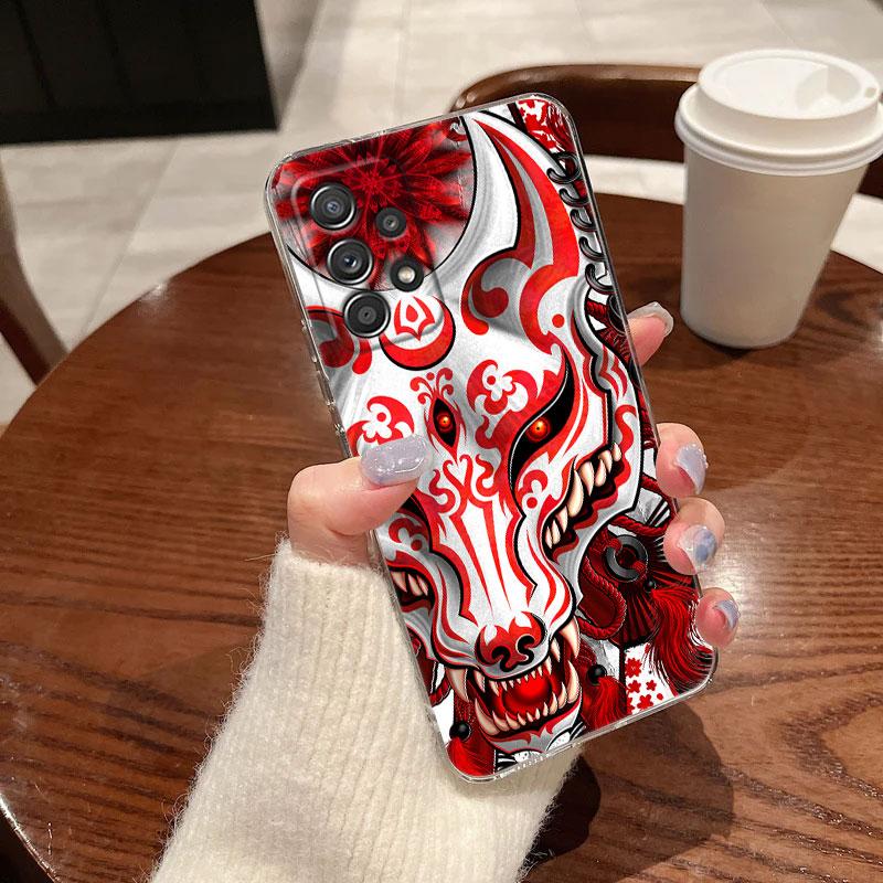 Oni Mask Art Dragon Clear Soft Phone Case For Samsung Galaxy A56 A57 A37 A55 A54 A36 A35 A26 A25 A16 A17 A07 A52 A34 A21s Cover