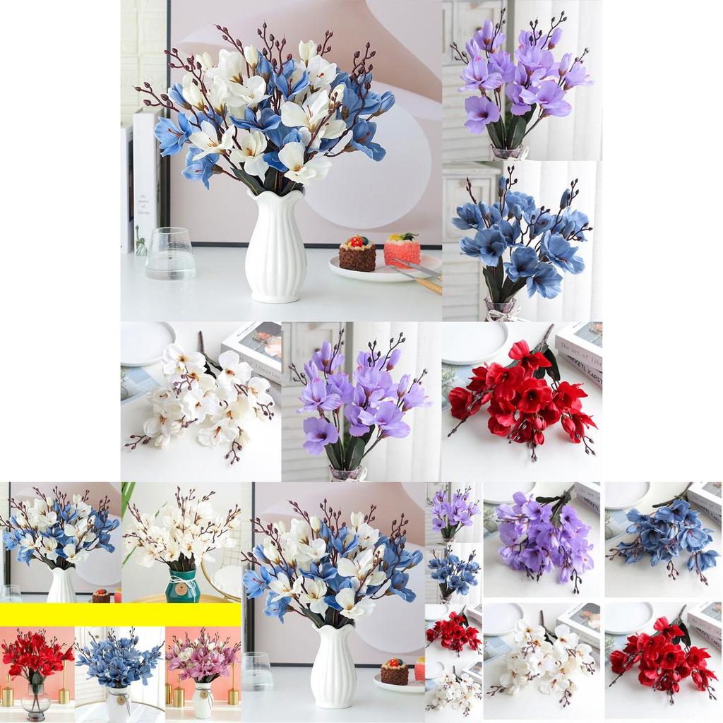 Elegantes und realistisches künstliches Magnolien-Seidenblumen-Bündel für Hochzeiten und Heimdekoration