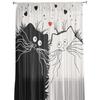 Black White Cat Curtain Window For Living Room Bedroom Kitchen Chiffon Sheer Window Treatment Decorations
