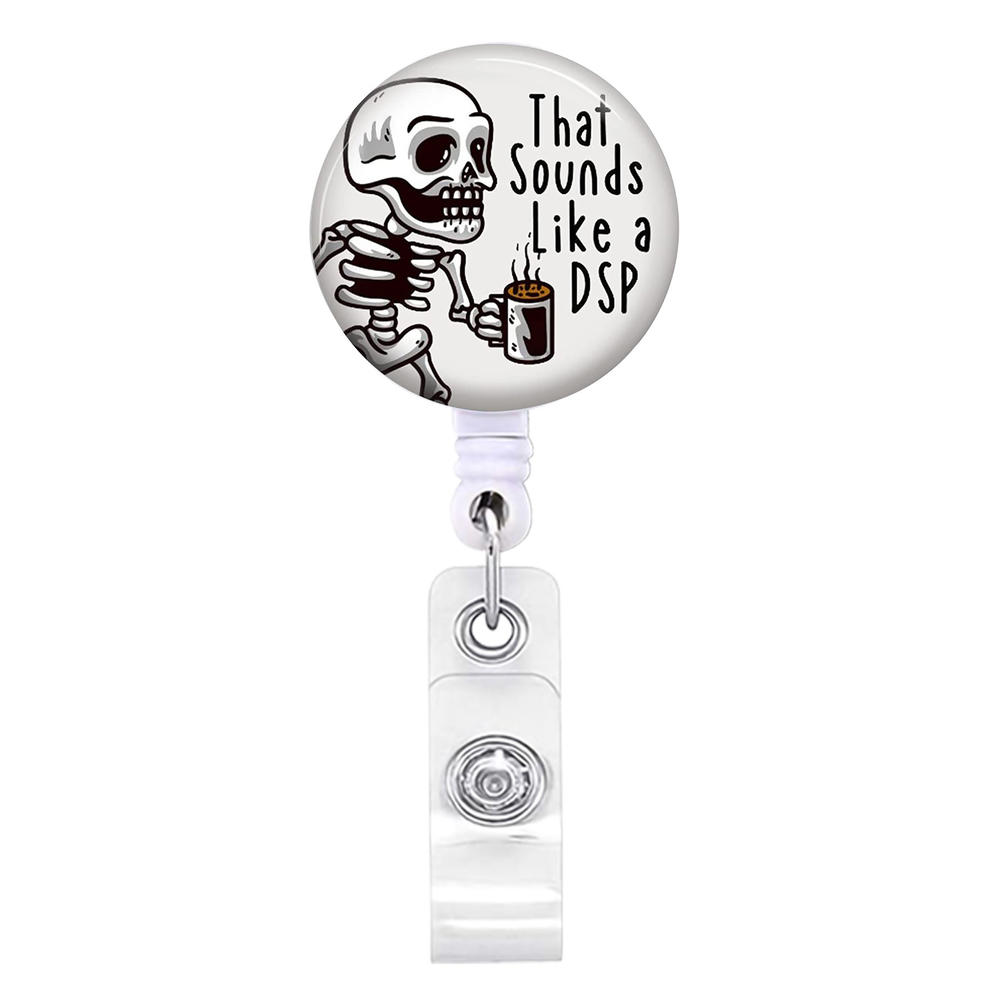 Skull Flower Id Tag Badge Holder With Retractable Badge Reel Cards Storage Organizer For Nurses Employee Pass Work Card Holder