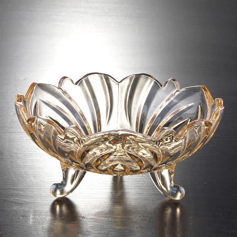 Large Golden Chinese Style Glass Fruit Plate