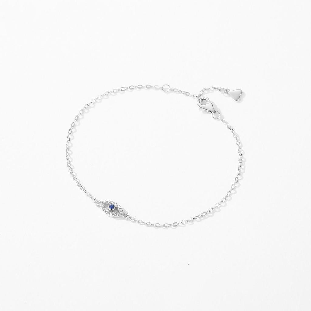 MODIAN 925 Sterling Silver Delicate Lucky Blue Eye Adjustable Bracelet Simple Chain Link For Women Pave Setting CZ Fine Jewelry