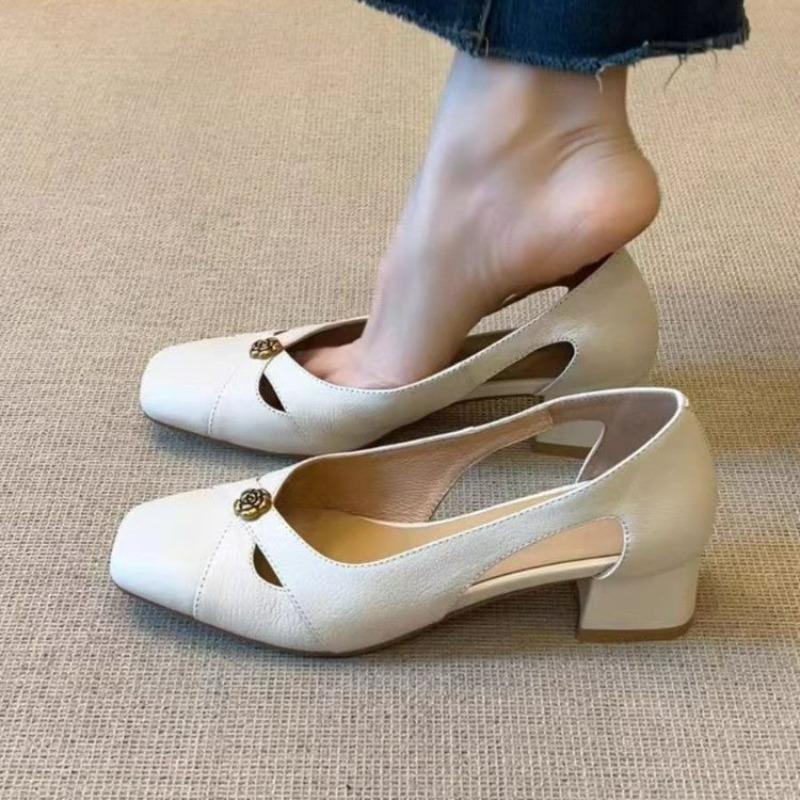 

Fashion Kitten Heel Cool Single Shoes Women s Summer 2025 New Block Heel Square Toe Shallow Mouth Versatile Mary Jane Shoes 40