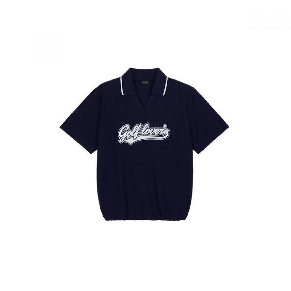 Goxo Golf Rubber Applique Collar Woven T shirT S(55)