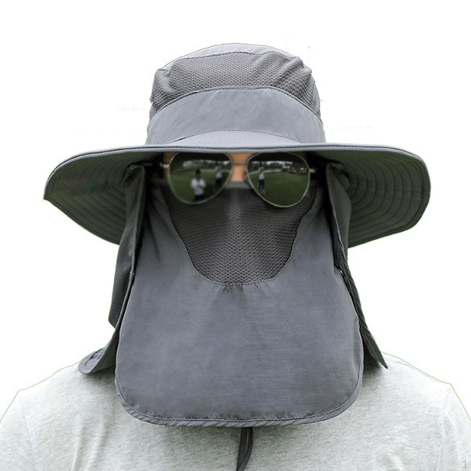 

Adjustable Outdoor Sun Hat with Face Cover for Vacation, Hiking, And Camping темно-сірий