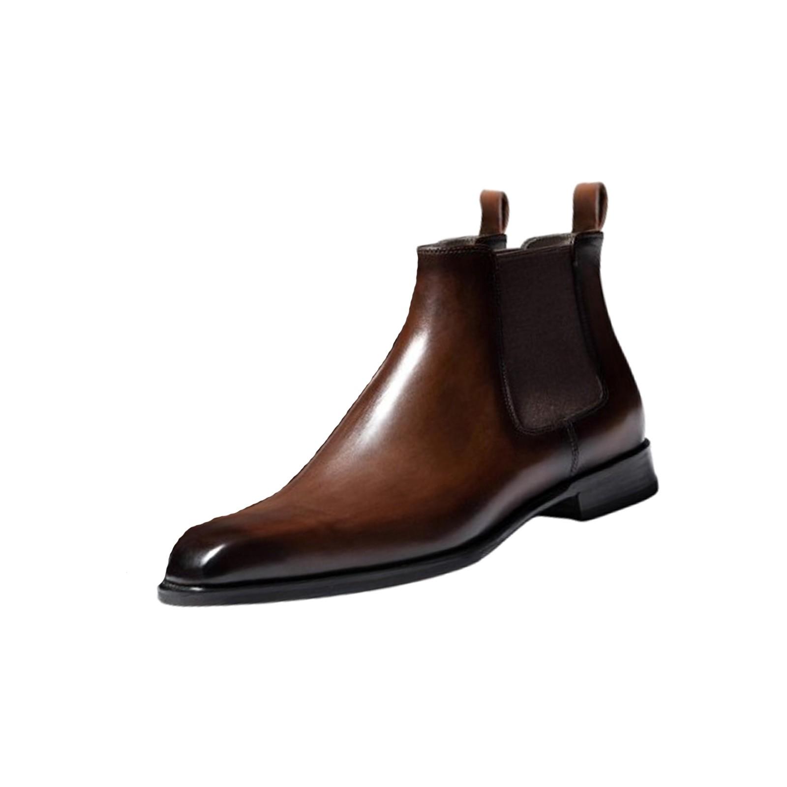 Men s Leather Boots Sleeves Retro Handmade Leather Boots High Top Leather Boots 46 коричневый