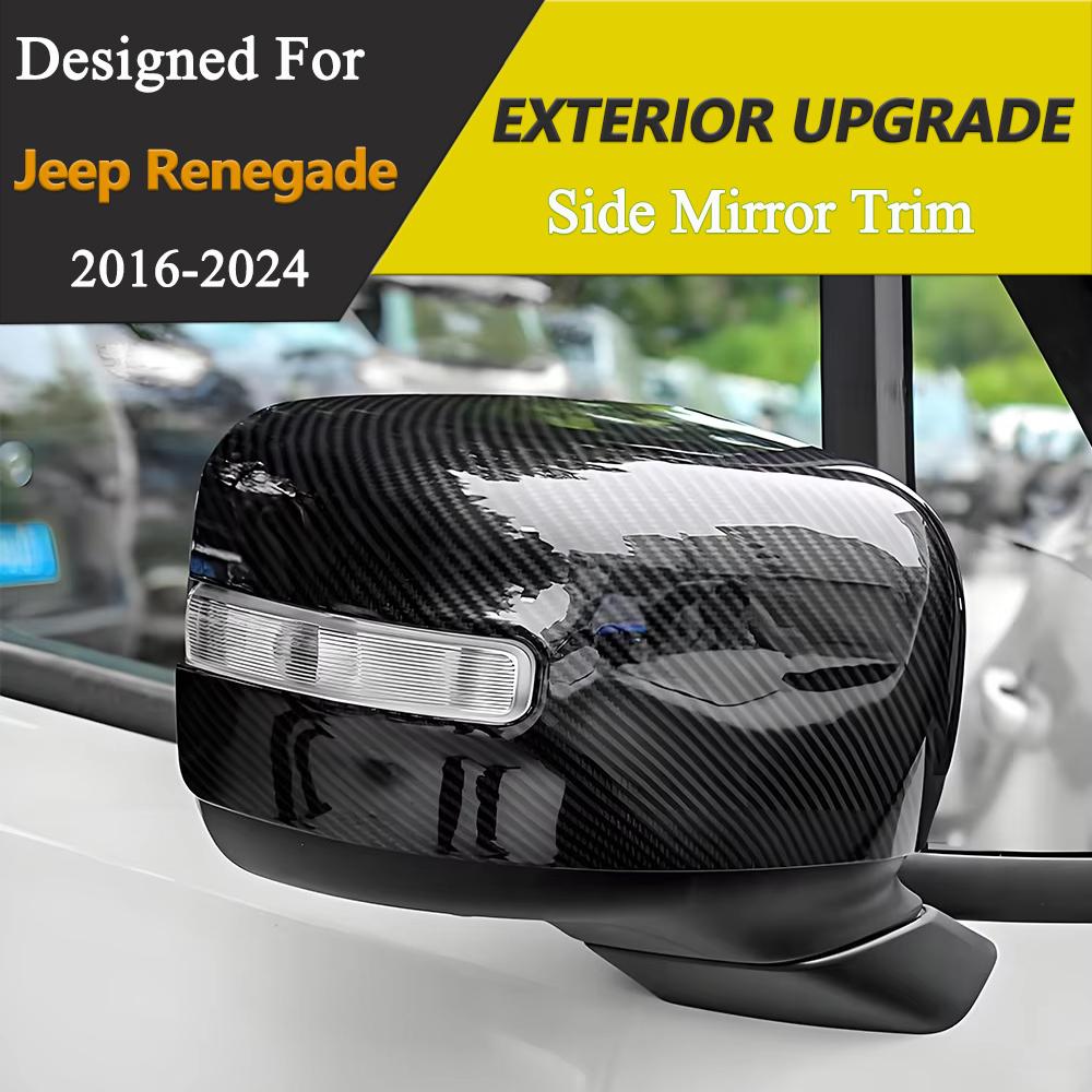 Rear View Mirror Cover Trim for Jeep Renegade 2016-2026 Side Mirror Shell Protector Shell Carbon Fiber Car Styling Accessories