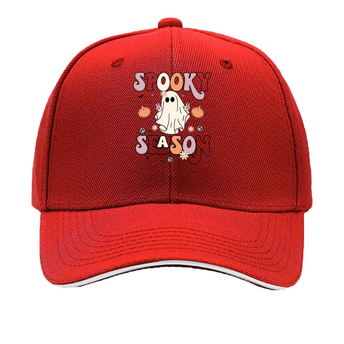 Spooky Season Cute Ghost Pumpkin Halloween Graphic Sandwich Baseball Cap Unisex Women Sun Cap Outdoor Workouts Hat One Size
