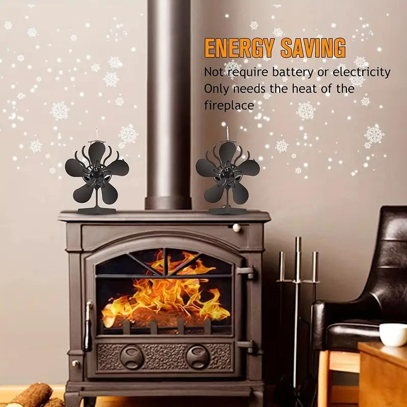 6 Blades Heat Powered Stove FanQuiet Non Electric Fireplace Wood Burner Eco Friendly Design for Efficient Home Heat Distribution