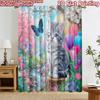 2D Flachdruck 2 Stück Vorhang Partyvorhang Frühling Katze und Schmetterling Digitaldruck Polyester Vorhänge Familienparty Dekoration