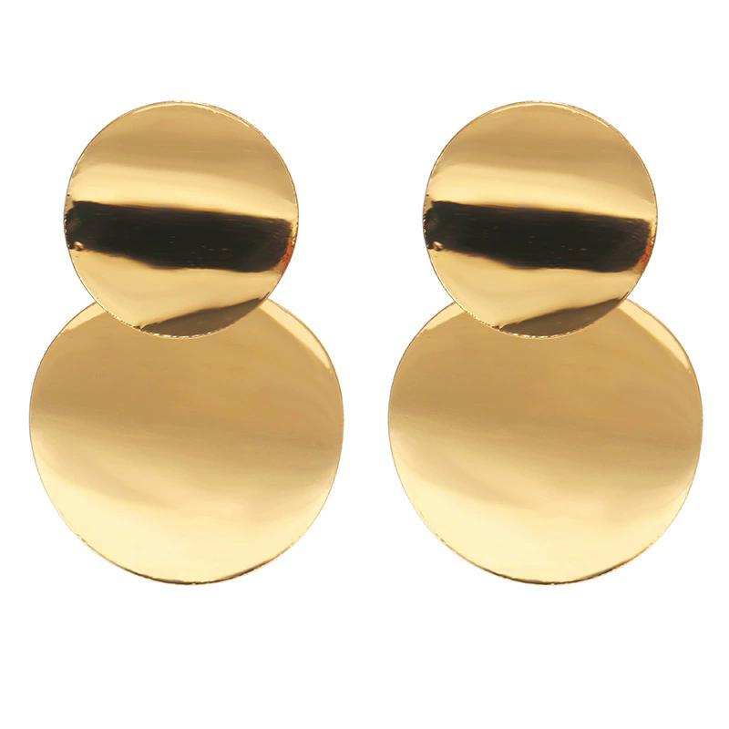 Minimalist Metal Personality Earrings Golden Silver Geometry Long Big Drop Earrings Round Leaf Water Droplet Jewelry Gifts