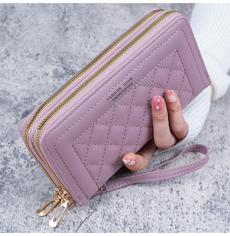 Embroidered Women's Long Wallet with Double Zipper - Fashionable European & American Style Clutch and Multifunctional Phone & Card Holder for 2025