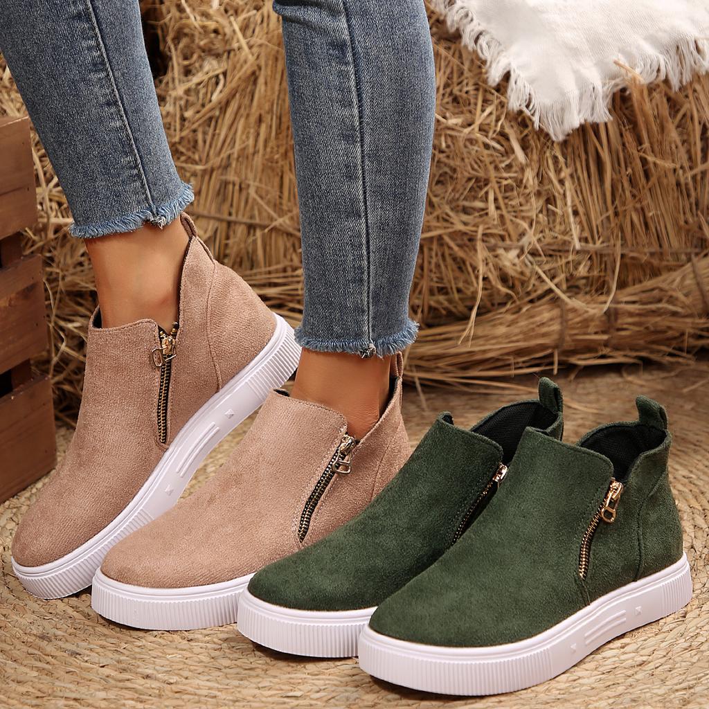 Fashion Winter Snow Boots Women Winter Comfortable Shoes Zip Warm Plush Cold Winter Fashion Shoes Flat Cotton Brand Ladies Ankle Boots