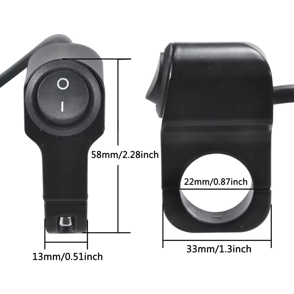 YFFSFDC Motorcycle Switch Waterproof 12V 22mm Headlight Fog Spotlight Handlebar