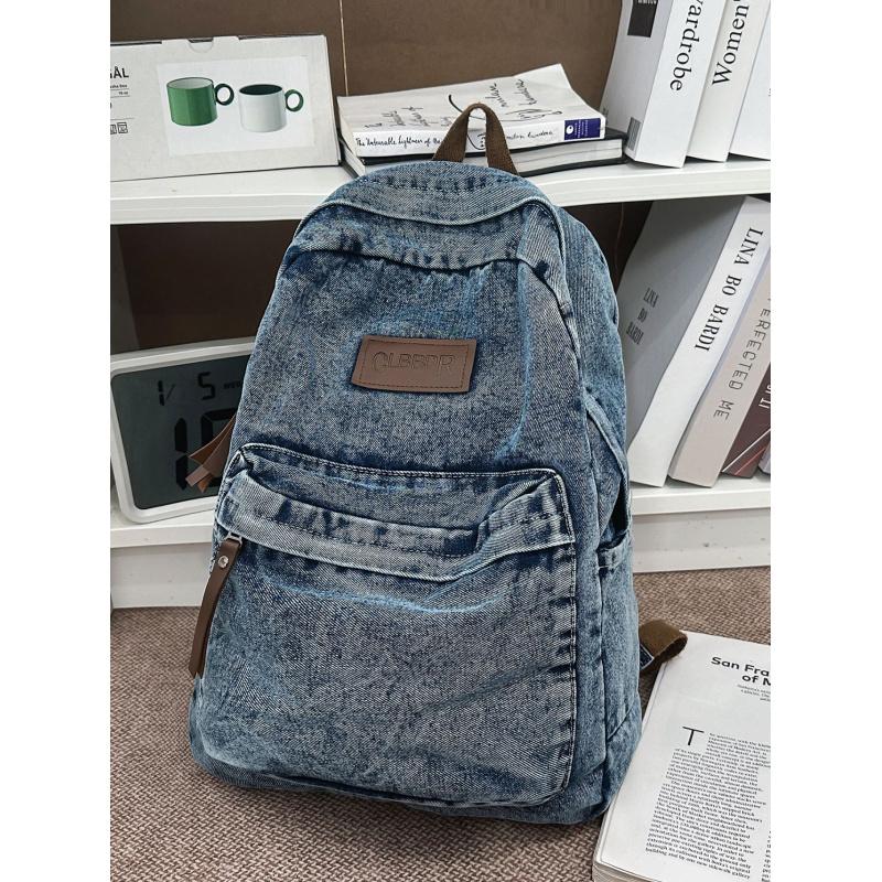 Vintage Denim Canvas Backpack for Men and Women, Suitable for Couples, for School, Travel, Casual, Lazy Style, Japanese and Kore