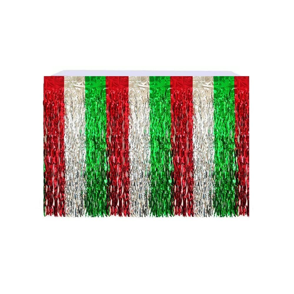 

Metallic Foil Tinsel Tablecloths for Birthday Wedding Engagement Party Green Silver Red