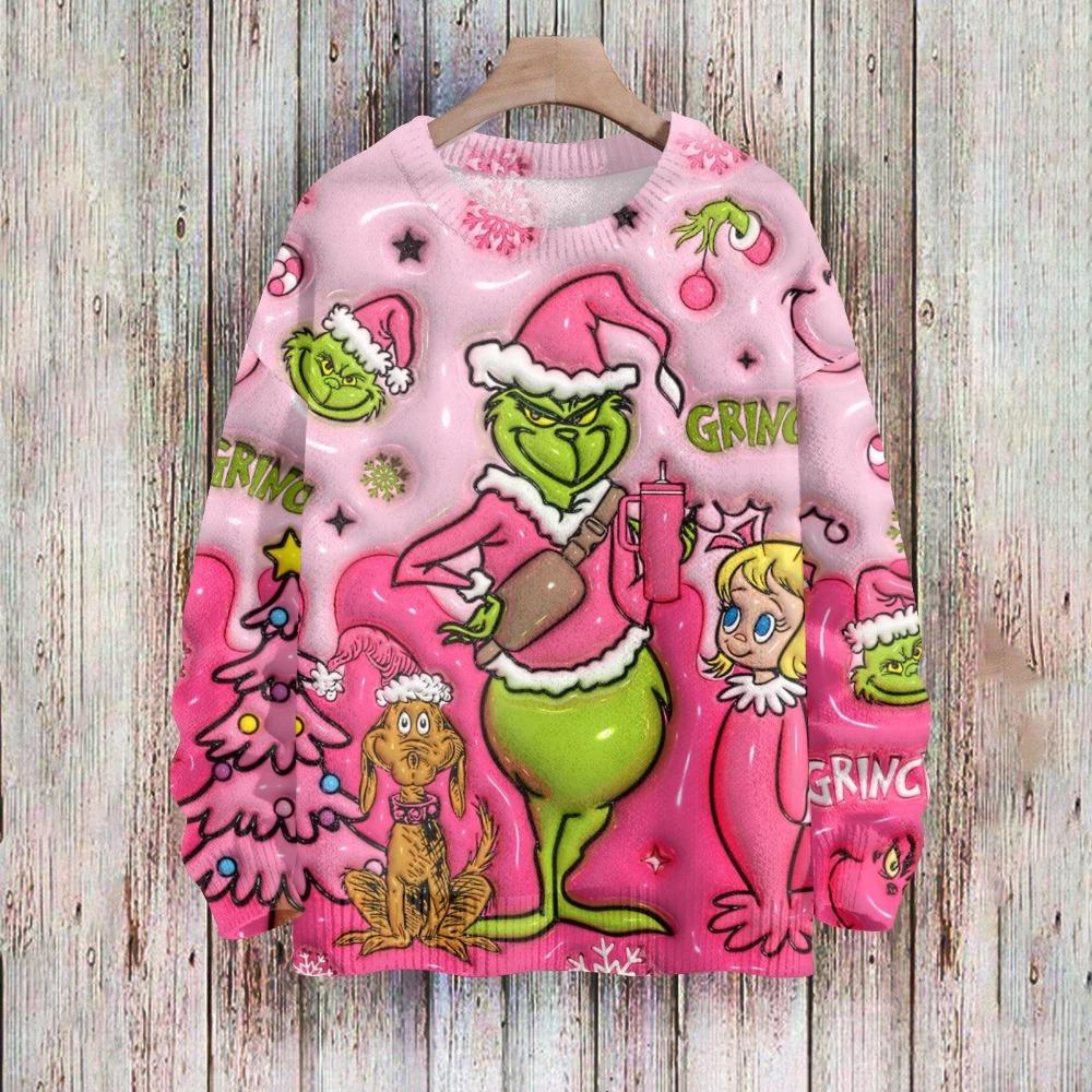 Vánoční móda Pánské Dámské tričko Zelený monster potisk O-výstřih Pulovr Top Ležérní Outdoorová mikina Dětská trička Top Oblečení