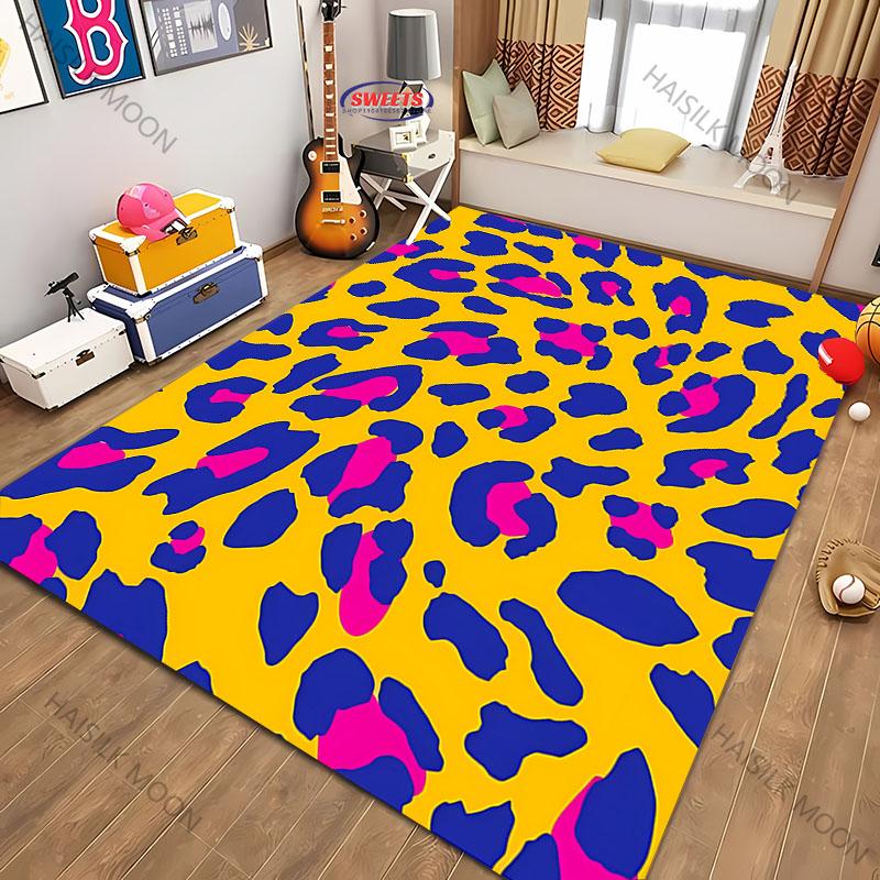 3D Printing Colorful Leopard Theme Carpet Living Room Bedroom Sofa Office Large Area Mat Home Decor Rug Great Gift for Friends