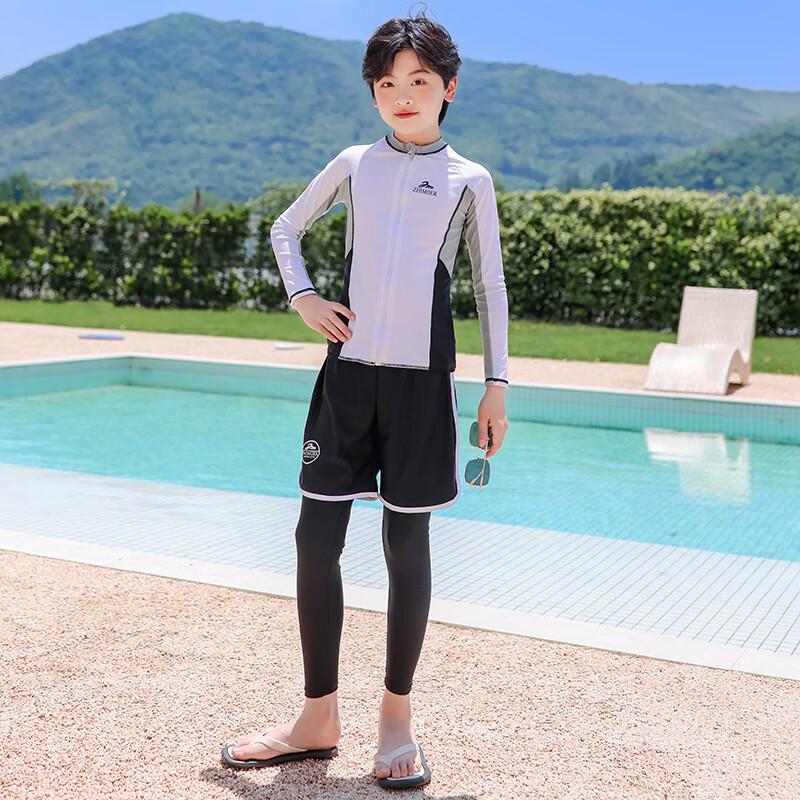Boys Split Long Sleeve Rash Guard Swimsuit S