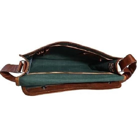 Big sell Brown Men's Leather Messenger Bag Shoulder Vintage Genuine Laptop Bag