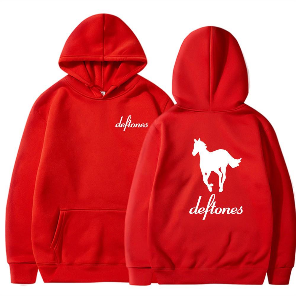 

Унісекс худі з графікою Deftones White Horse для весни/осені L червоний